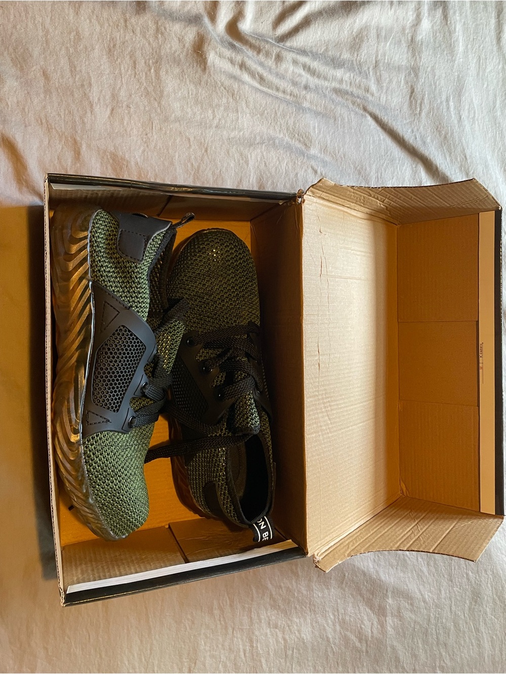Men's Olive Green Knit Lace-Up Sneakers